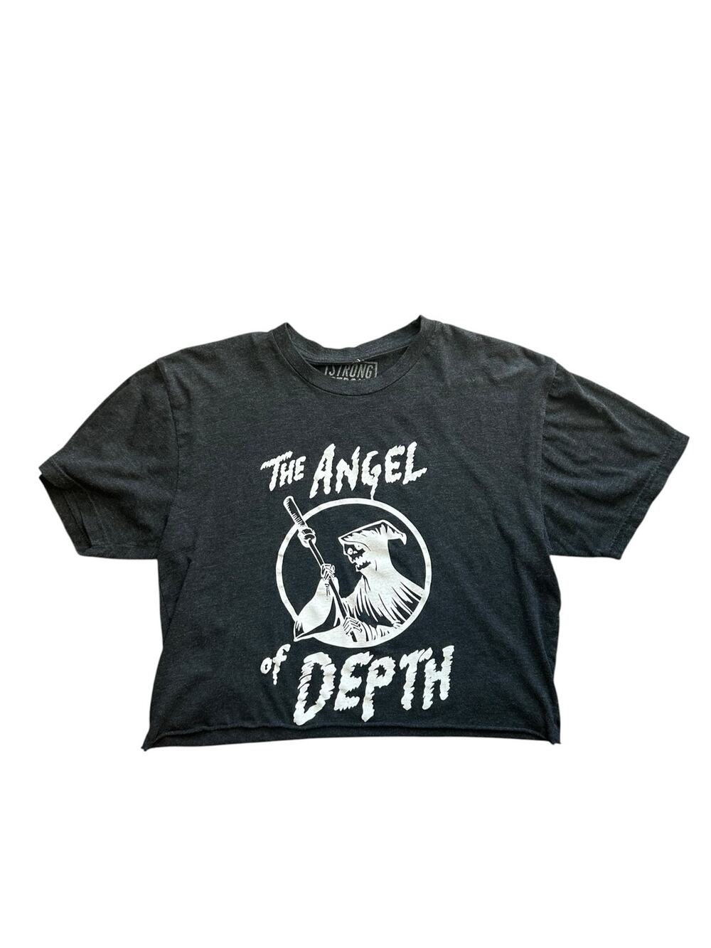 Strong Strong Supply Gray "The Angel of Depth" Cropped T-Shirt Size Medium